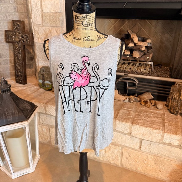 Justice Tops - Justice Gray Tank Top with Pink Accents